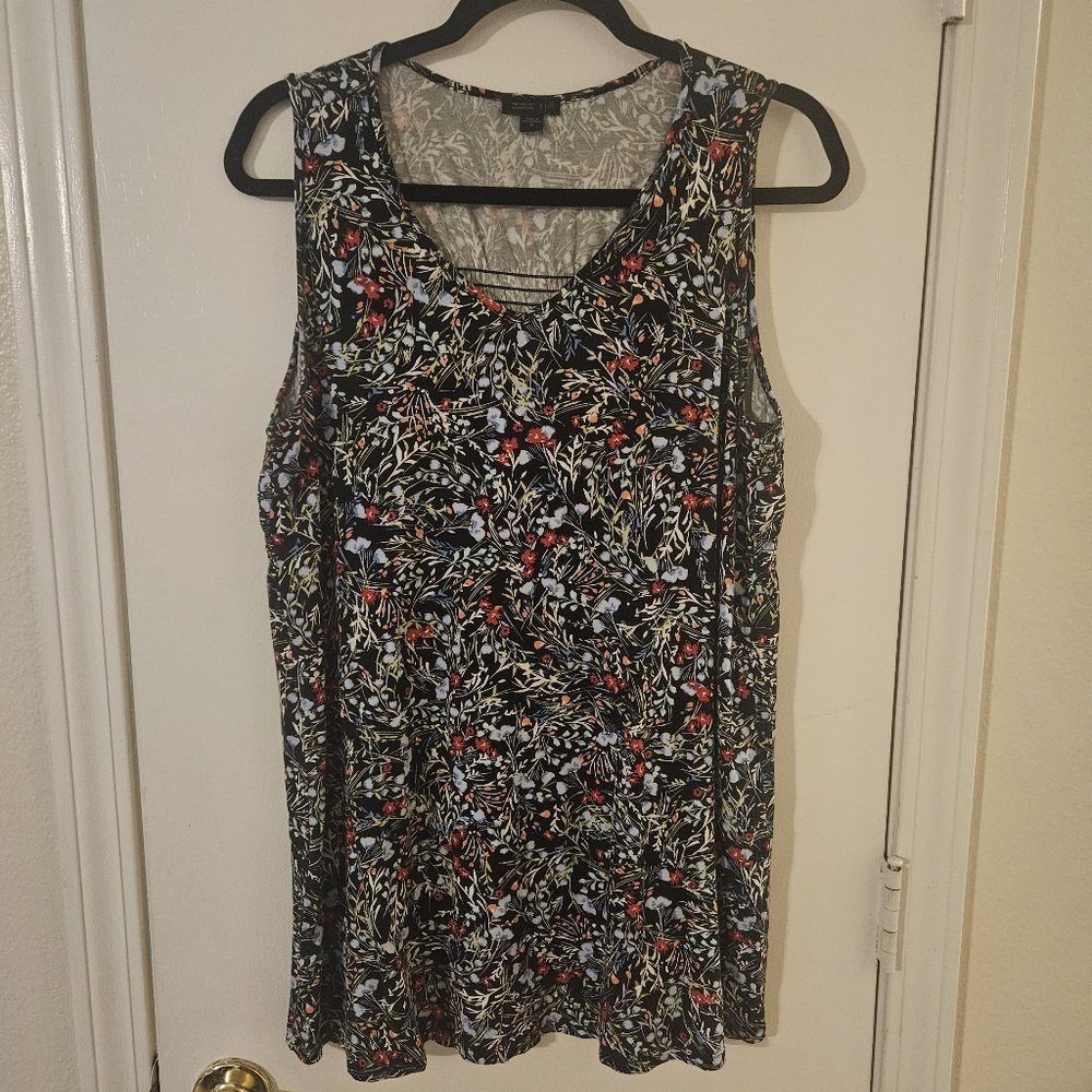 J. Jill Floral Tank Top - Black and Multicolor